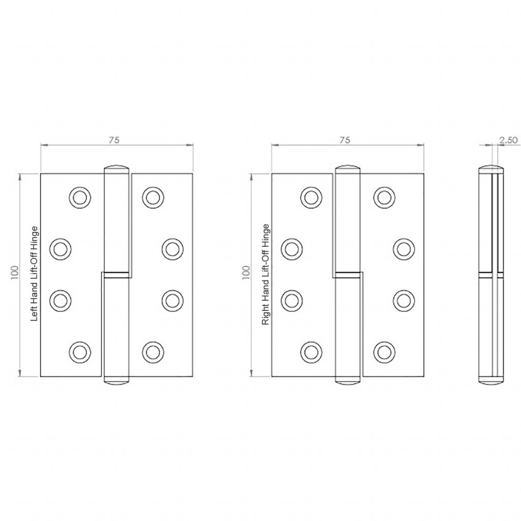 LIFTOFF HINGE 75x100mm